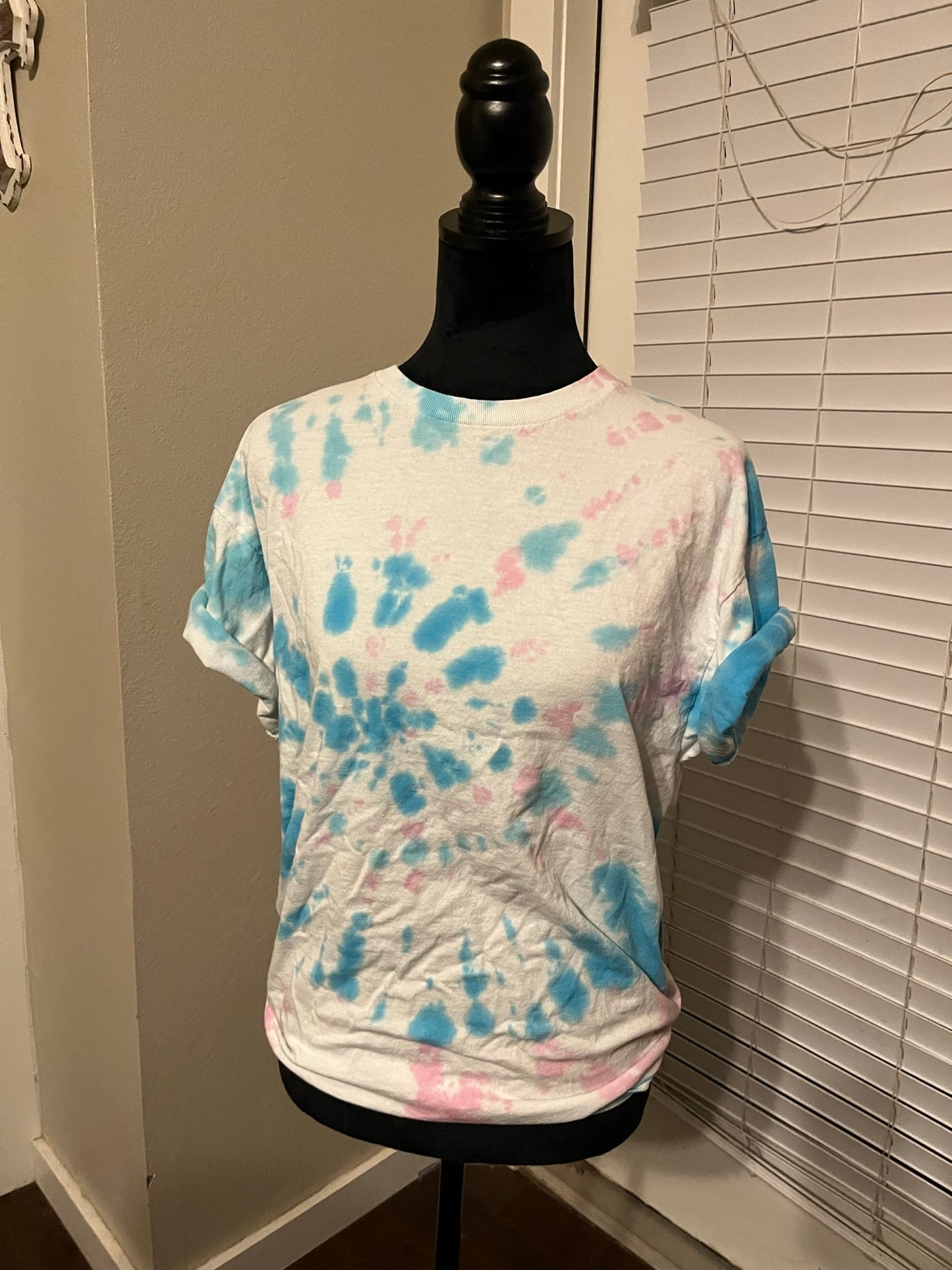 Pink and blue tie-dye T shirt