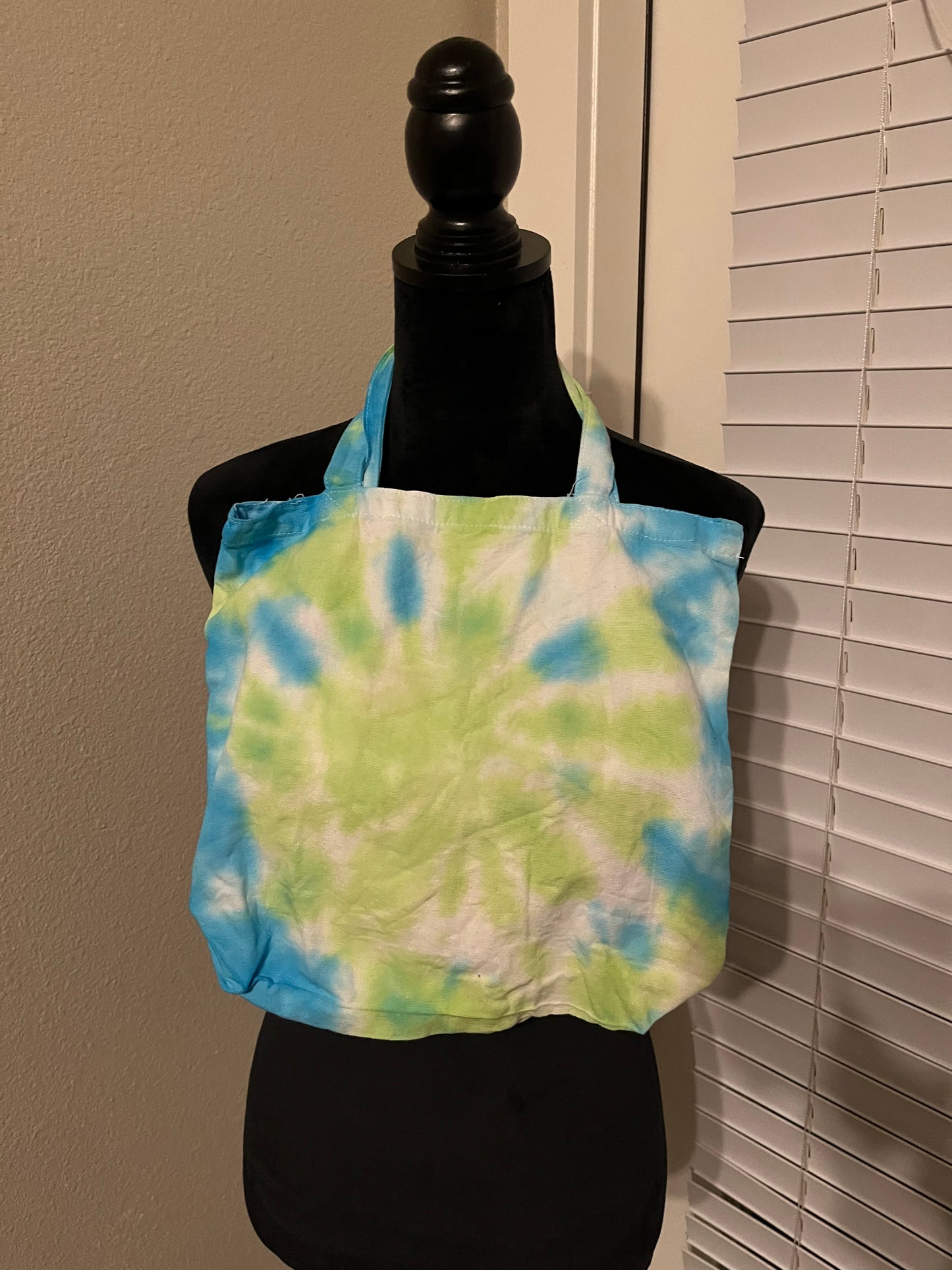 Green and blue Tie-dye tote bag