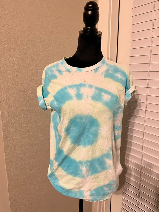 Blue and green tie dye T shirt