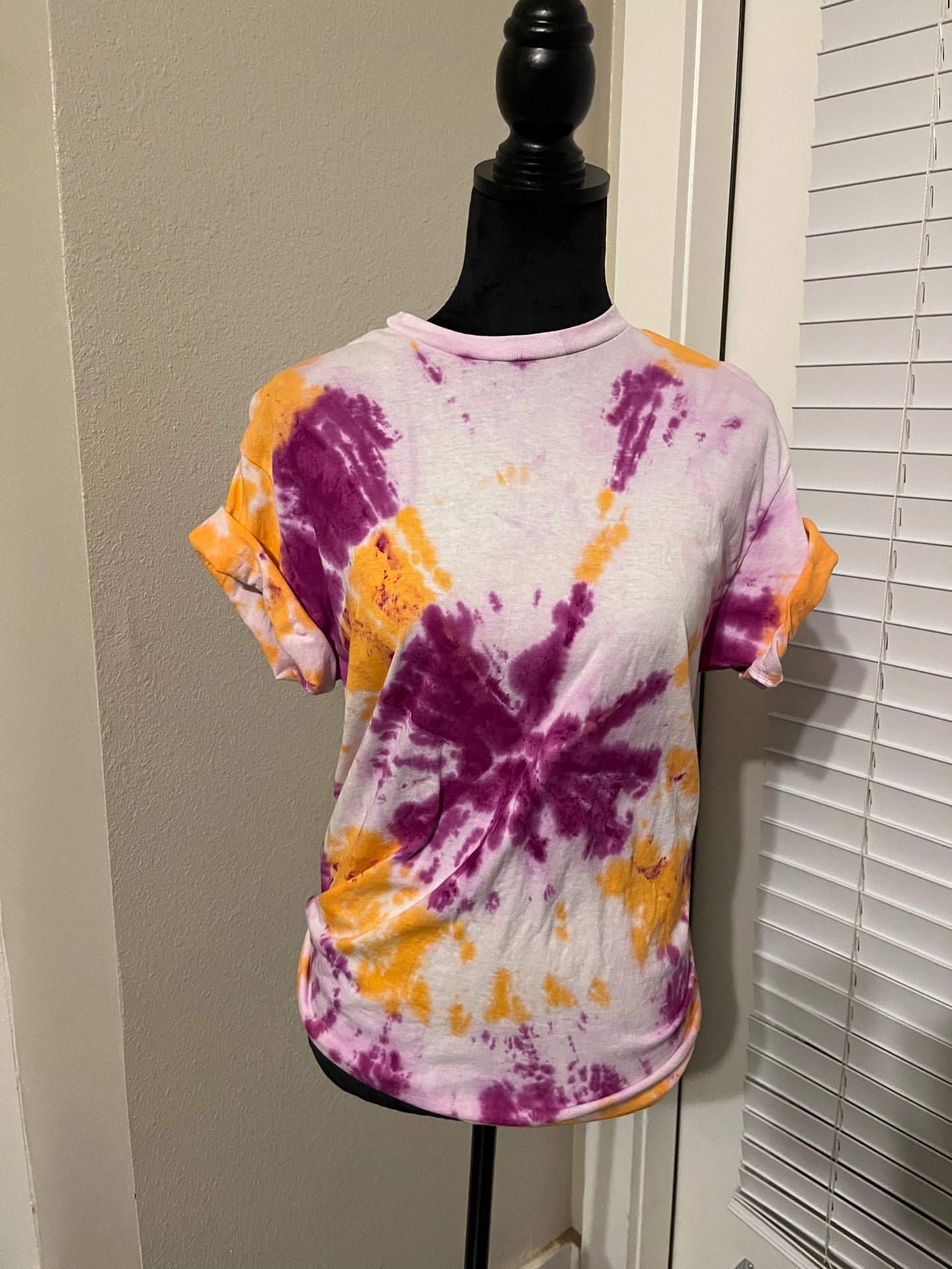 Orange and purple tie dye T shirt