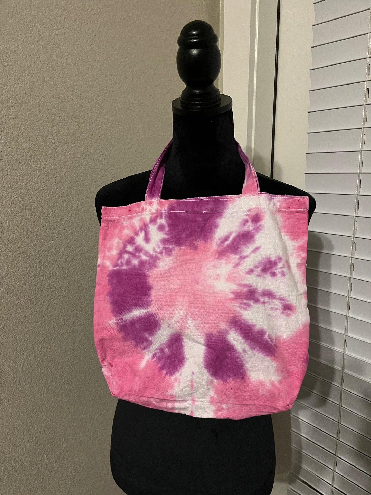 Pink and purple tie dye tote bag