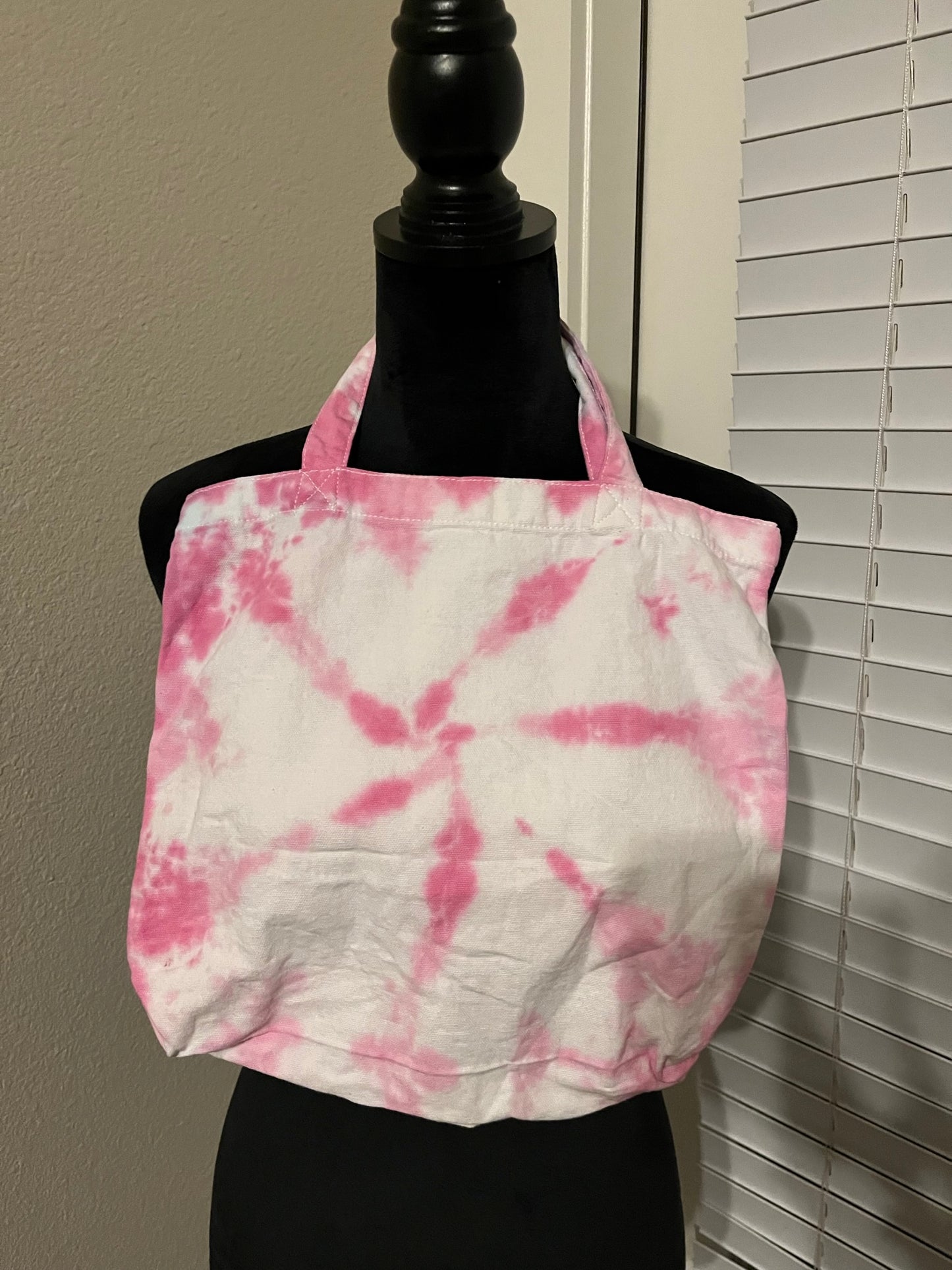 Pink tie dye tote bag