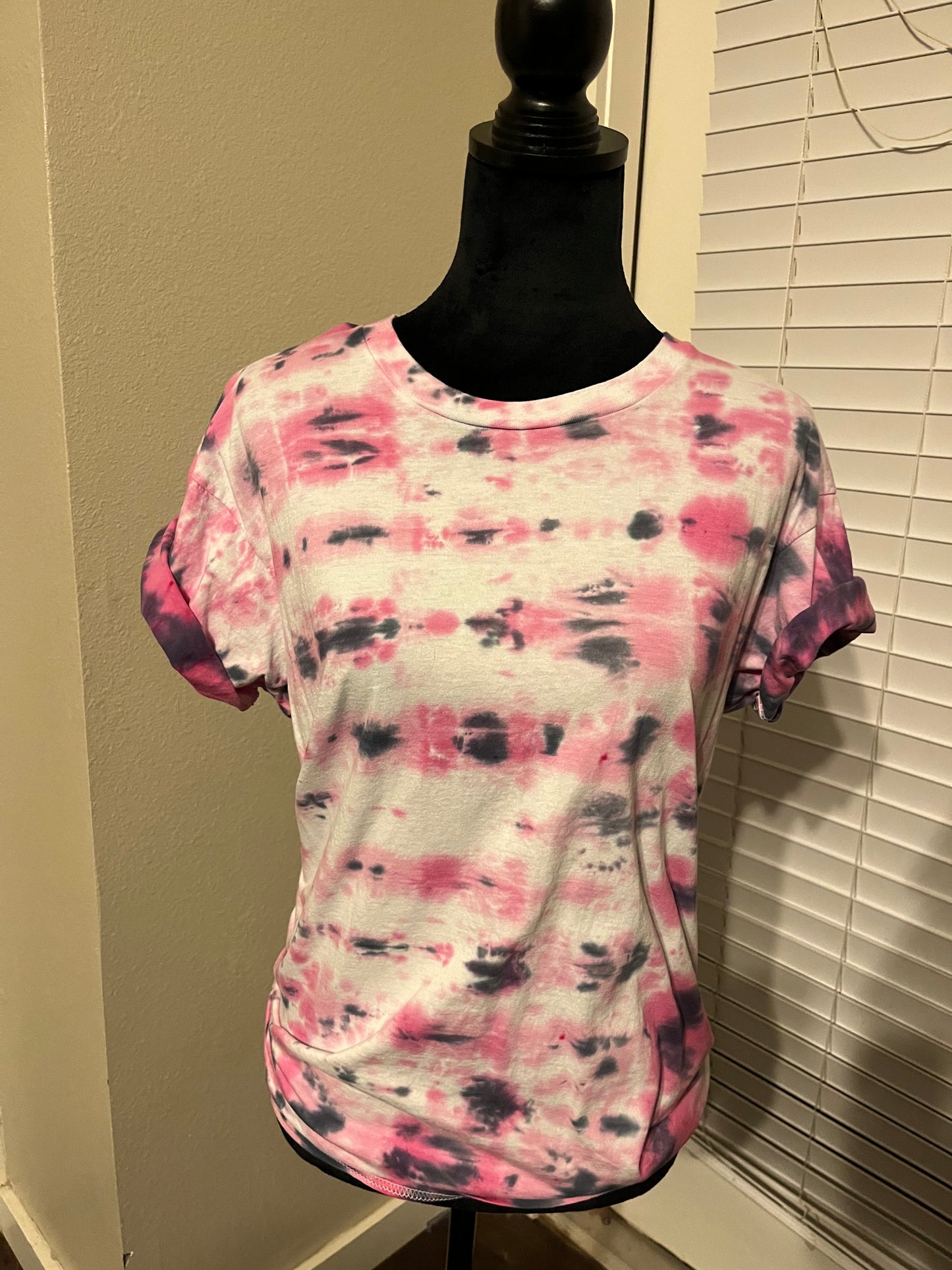 Pink and black tie dye T shirt