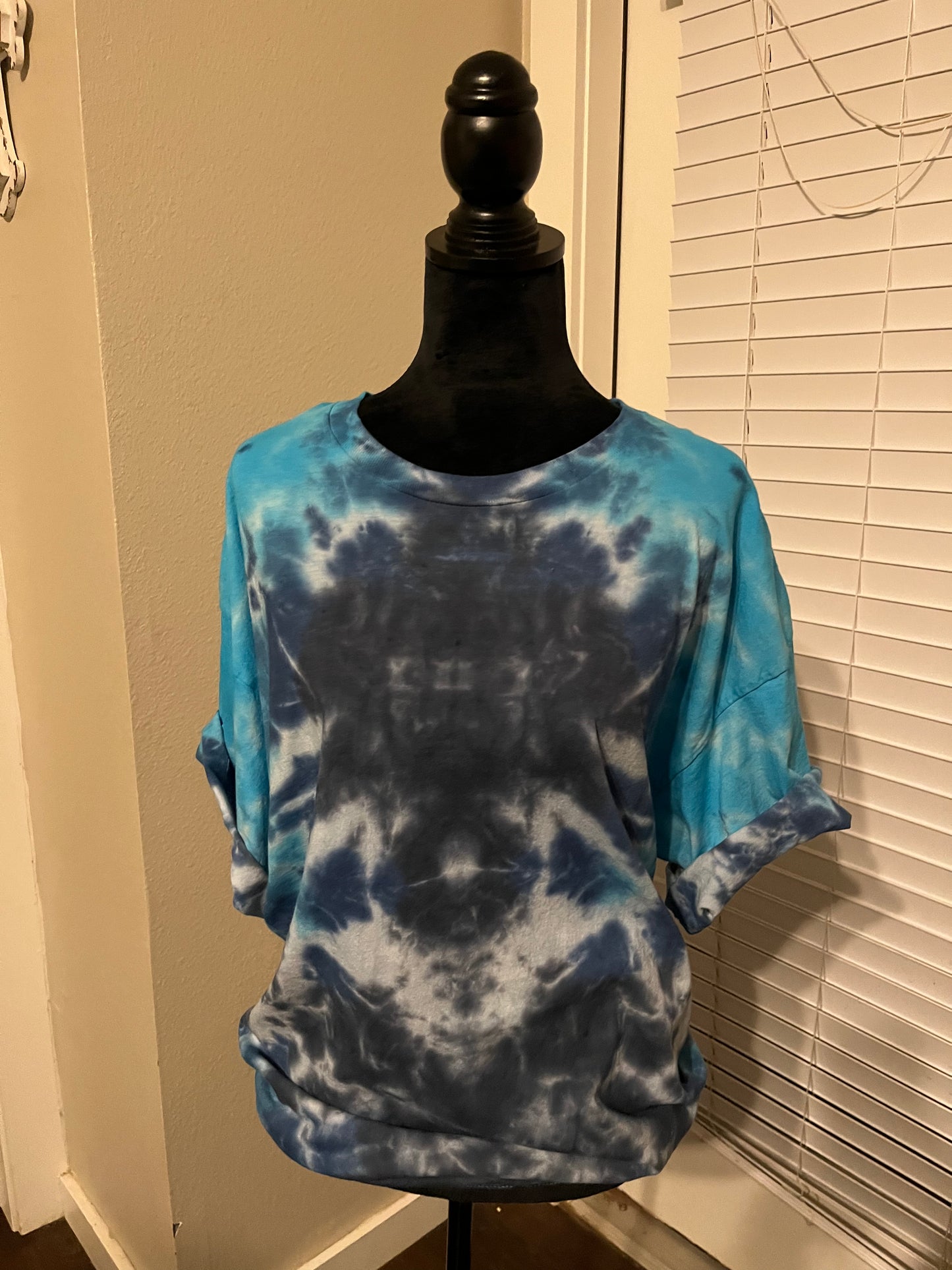 Blue and black tie dye T shirt