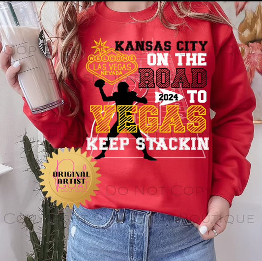 Long sleeve Red Crewneck KC on the road to Vegas 2024