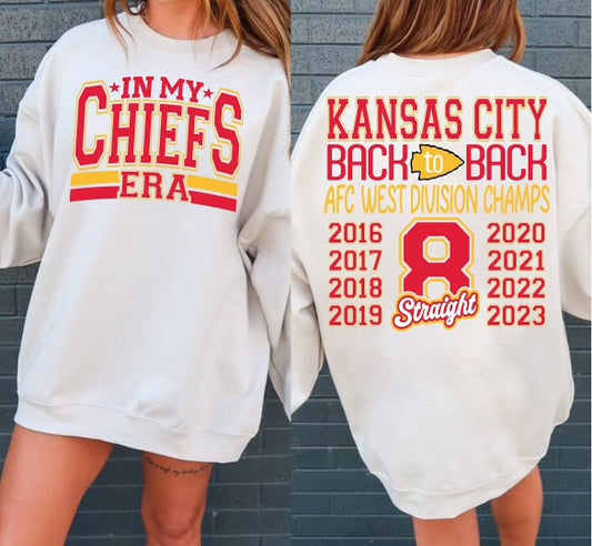 Long sleeve white Crewneck In my Chiefs Era  (AFC West Division Champs)